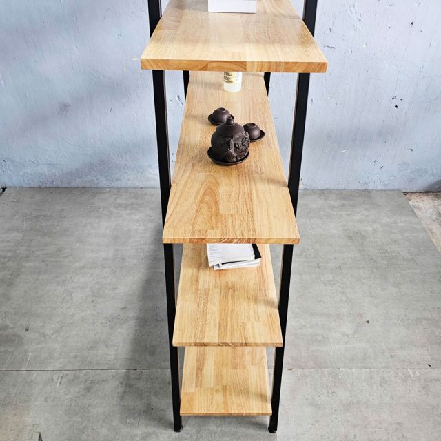 Kệ khung sắt chữ A 5 tầng gỗ cao su (120x35x160cm)