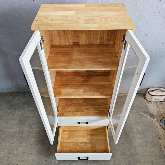 Tủ tài liệu gỗ cao su, tủ trang trí văn phòng 60x35x140cm - THS68075