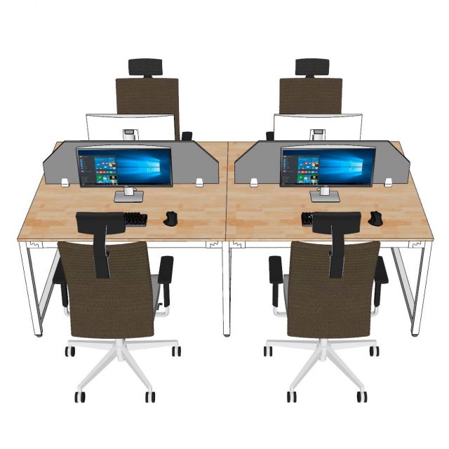Bàn cụm 4 người 240x120cm gỗ cao su hệ URA HBUR008