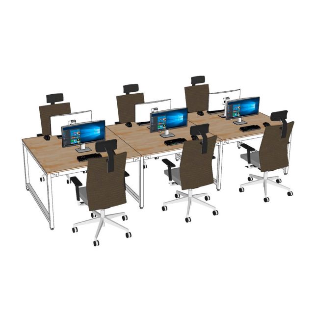 Bàn cụm 6 người 360x120cm gỗ cao su hệ URA HBUR009