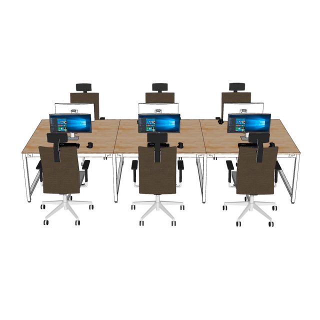 Bàn cụm 6 người 360x120cm gỗ cao su hệ URA HBUR009