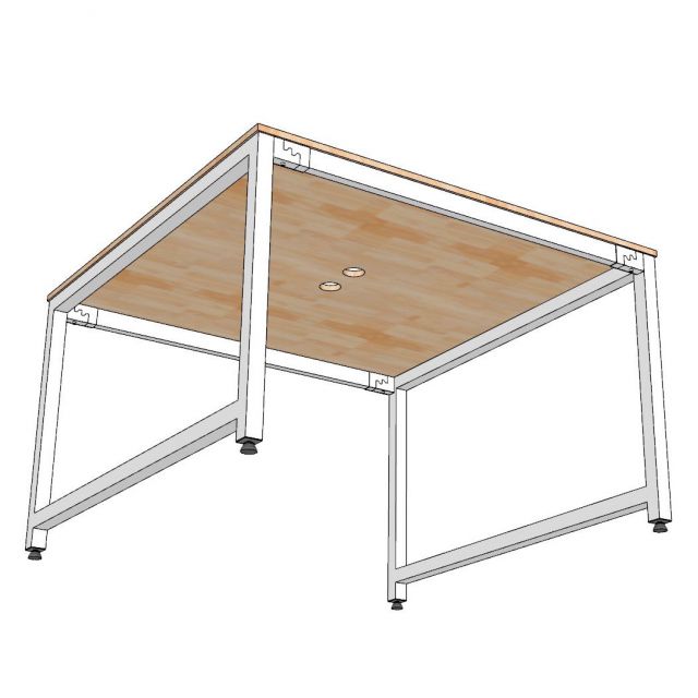 Bàn cụm 2 người 120x120cm gỗ cao su hệ URA HBUR007