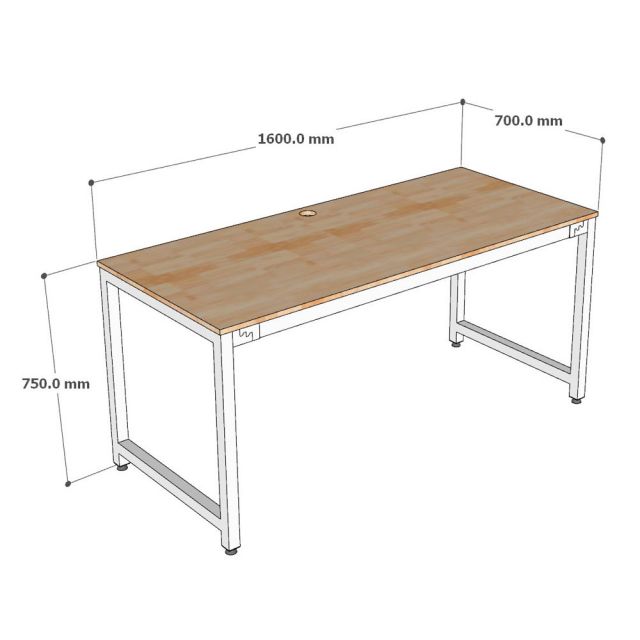Bàn làm việc 160x70cm gỗ cao su hệ URA HBUR006