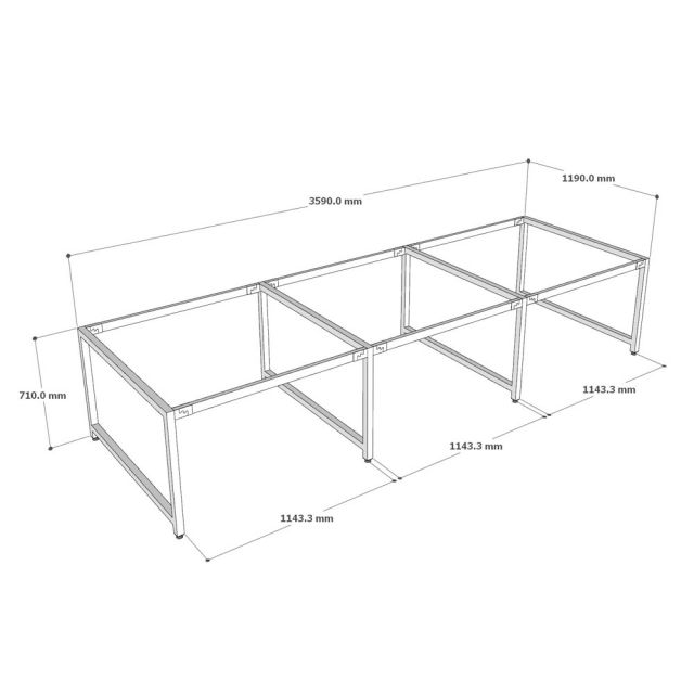 Bàn cụm 6 người 360x120cm gỗ cao su hệ URA HBUR009