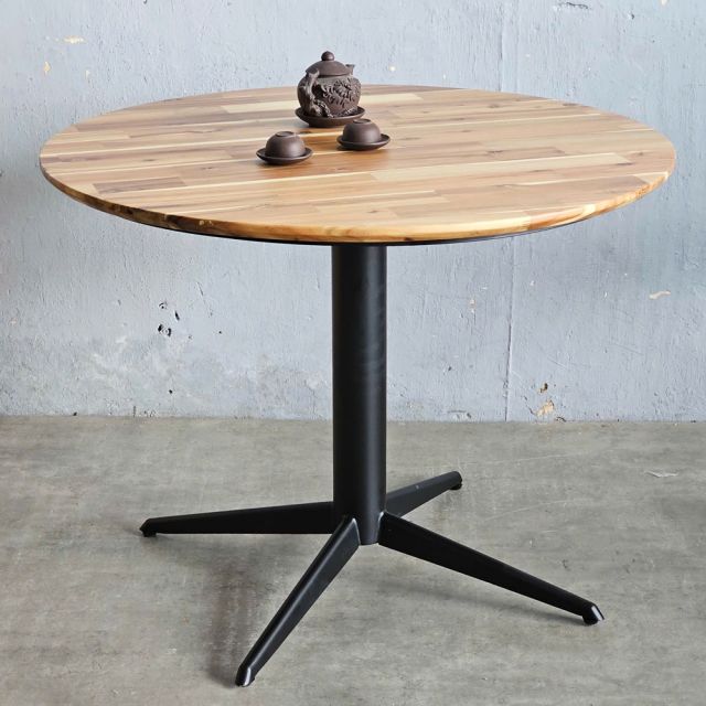Bàn tròn 100cm gỗ tràm chân sắt BA68223