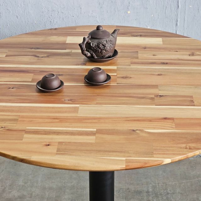 Bàn tròn 100cm gỗ tràm chân sắt BA68223