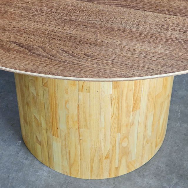 Bàn ăn tròn 120x120cm gỗ plywood chân trụ gỗ BA68222