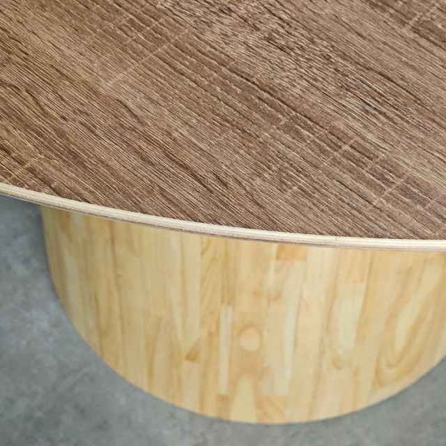 Bàn ăn tròn 120x120cm gỗ plywood chân trụ gỗ BA68222