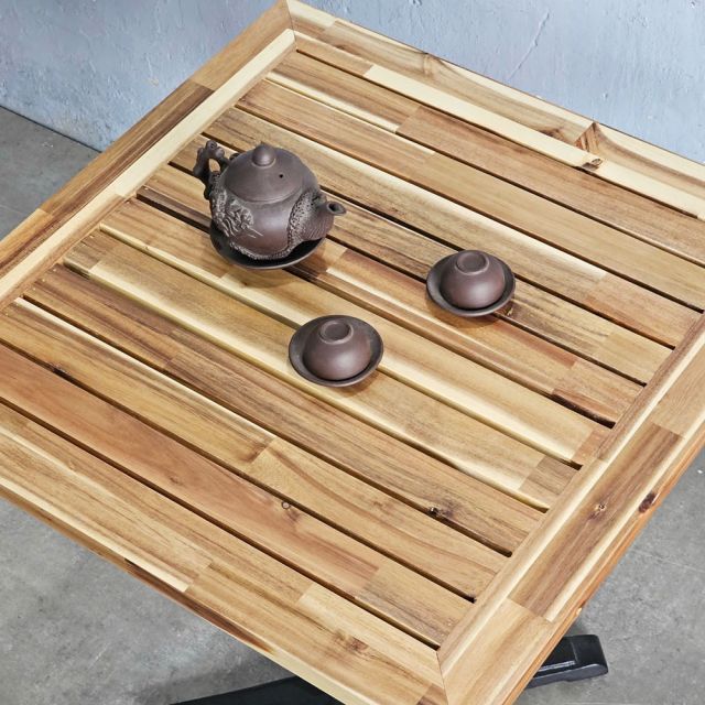 Bàn ngoài trời 70x70cm gỗ tràm chân sắt đúc CFD68258