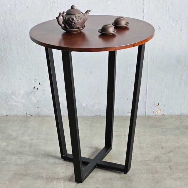 Bàn cafe tròn 60x60cm gỗ cao su chân sắt CFD68259