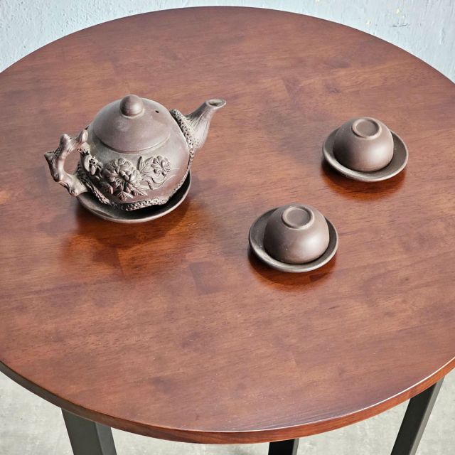 Bàn cafe tròn 60x60cm gỗ cao su chân sắt CFD68259