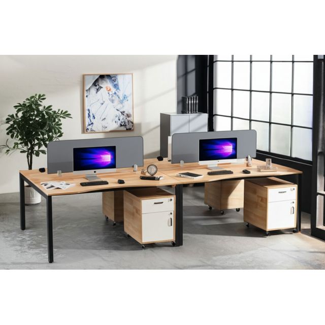 Bàn cụm 4 chỗ ngồi 280x140cm kèm tủ di động HBUC060