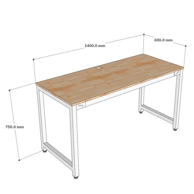 Bàn làm việc 140x60cm gỗ cao su hệ URA HBUR002