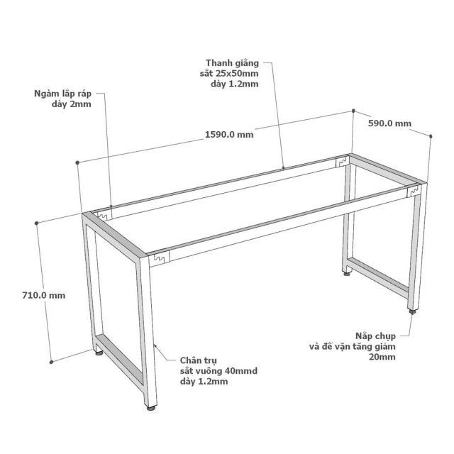 Bàn làm việc 160x60cm gỗ cao su hệ URA HBUR003