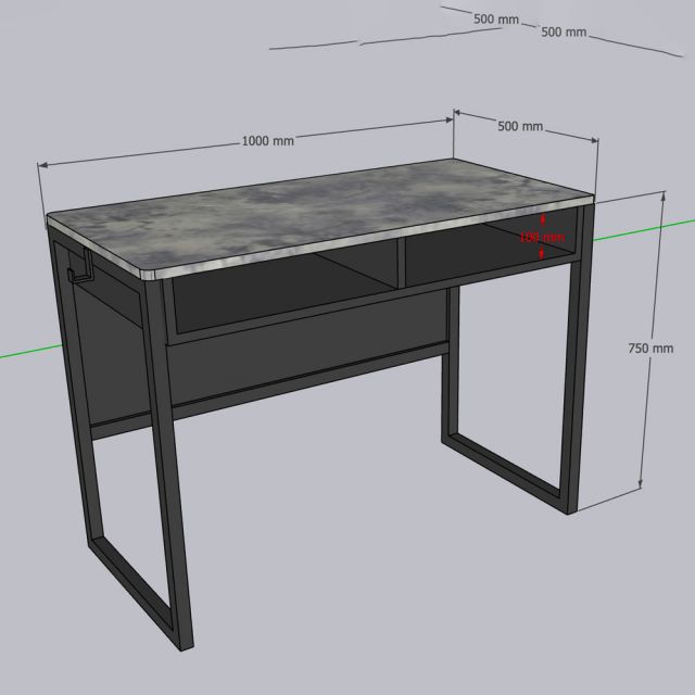 Bàn học có ngăn 100x50cm mặt đá vân mây BD68147