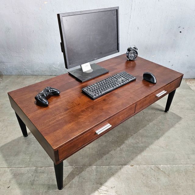 Bàn làm việc ngồi bệt có ngăn kéo 120x60cm chân sắt Cone IDE001