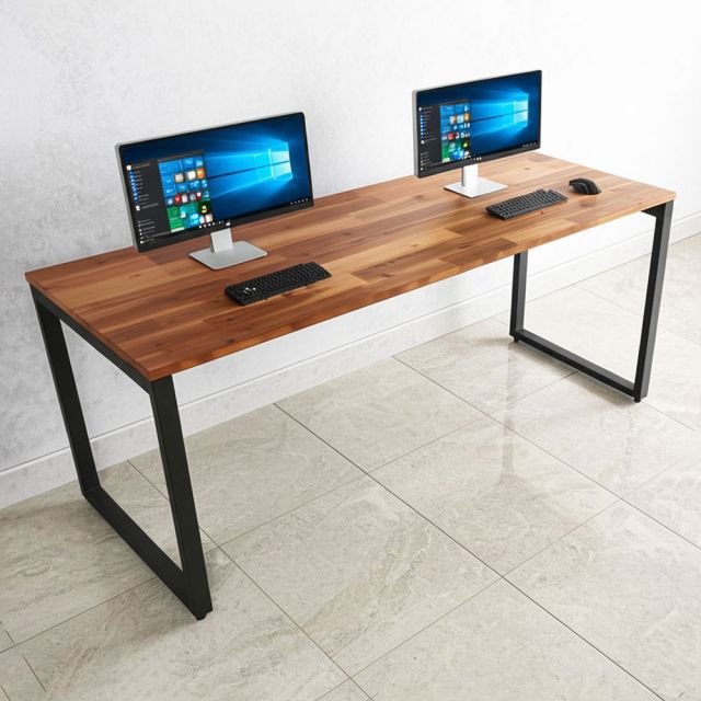 Bàn làm việc 200x70cm gỗ tràm chân sắt lắp ráp hệ Rectang HBRT091