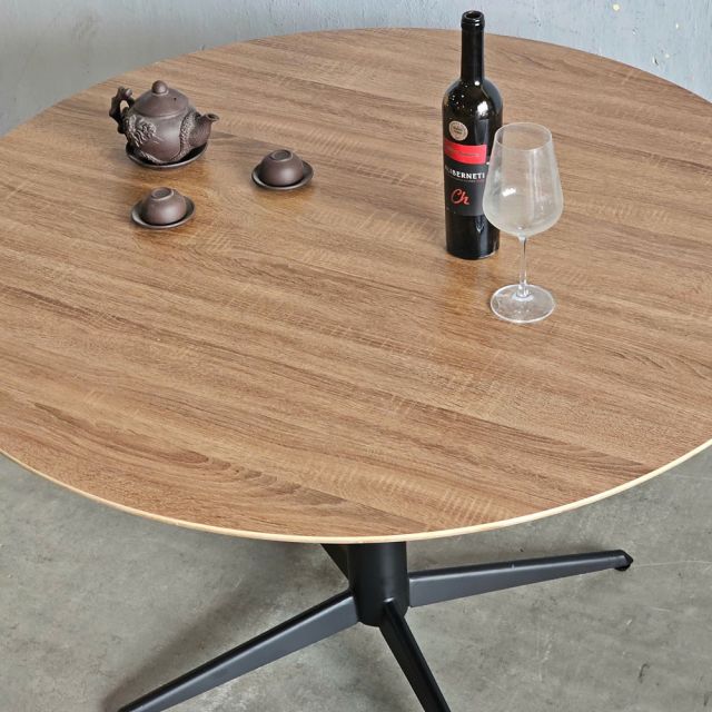 Bàn tròn 120cm gỗ plywood chân sắt BA68224