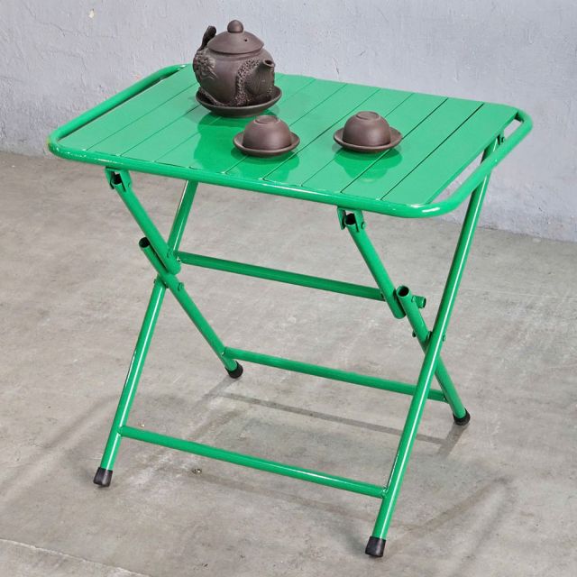 Bàn trà chanh gấp gọn cắt rãnh CNC sắt tròn sơn tĩnh điện BTC001