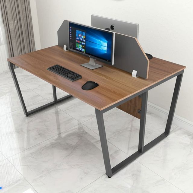 Bàn cụm 2 người có tấm chắn 120x120cm gỗ plywood chân lắp ráp HBTC049