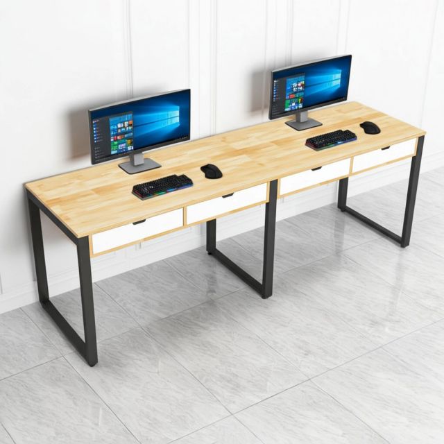 Cụm bàn 2 người có ngăn tủ 220x60cm gỗ cao su hệ Rectang HBRT097