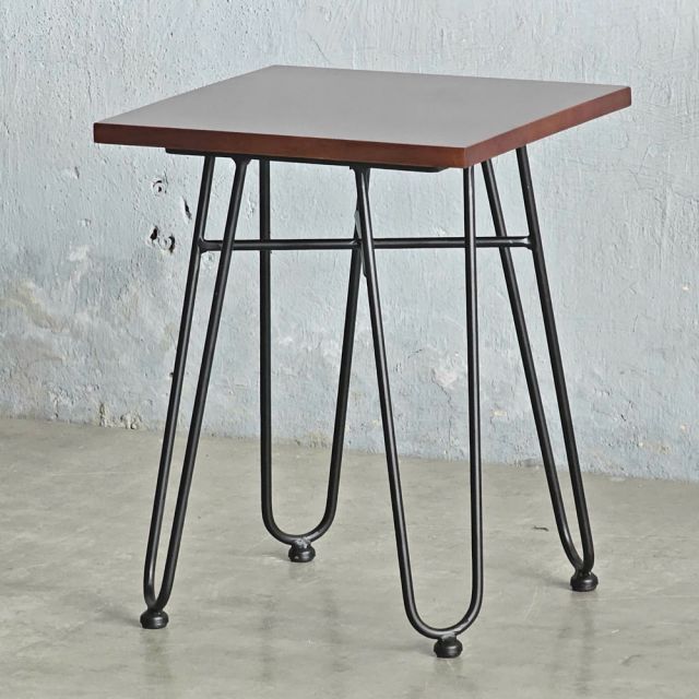 Ghế đôn vuông 35x35cm gỗ cao su chân sắt Hairpin GCF304