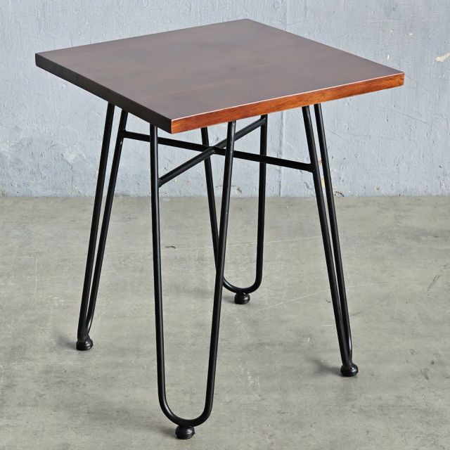 Ghế đôn vuông 35x35cm gỗ cao su chân sắt Hairpin GCF304