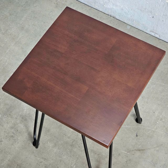 Ghế đôn vuông 35x35cm gỗ cao su chân sắt Hairpin GCF304
