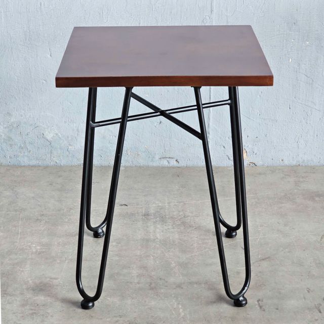 Ghế đôn vuông 35x35cm gỗ cao su chân sắt Hairpin GCF304