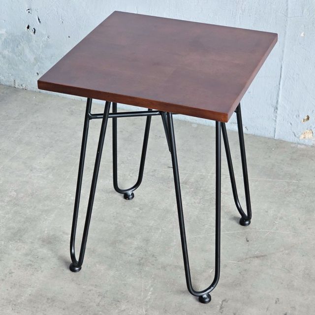 Ghế đôn vuông 35x35cm gỗ cao su chân sắt Hairpin GCF304
