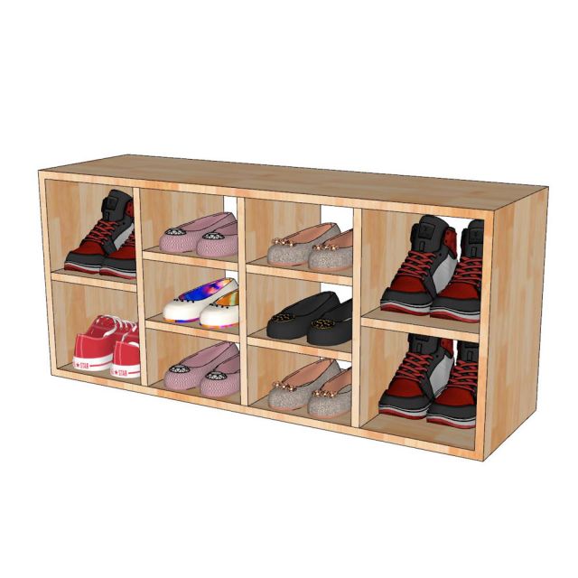 Kệ giày 10 ngăn 100x30x45cm gỗ cao su KG68089