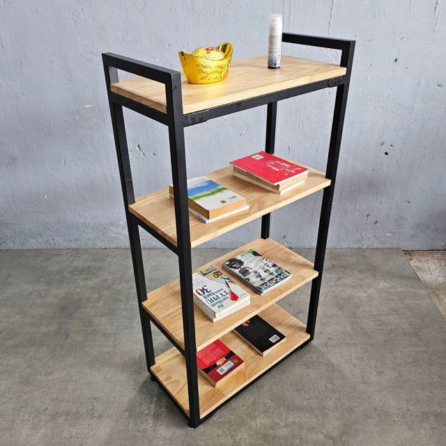 Kệ sách 4 tầng 60x30x120cm gỗ cao su lắp ráp KS68313