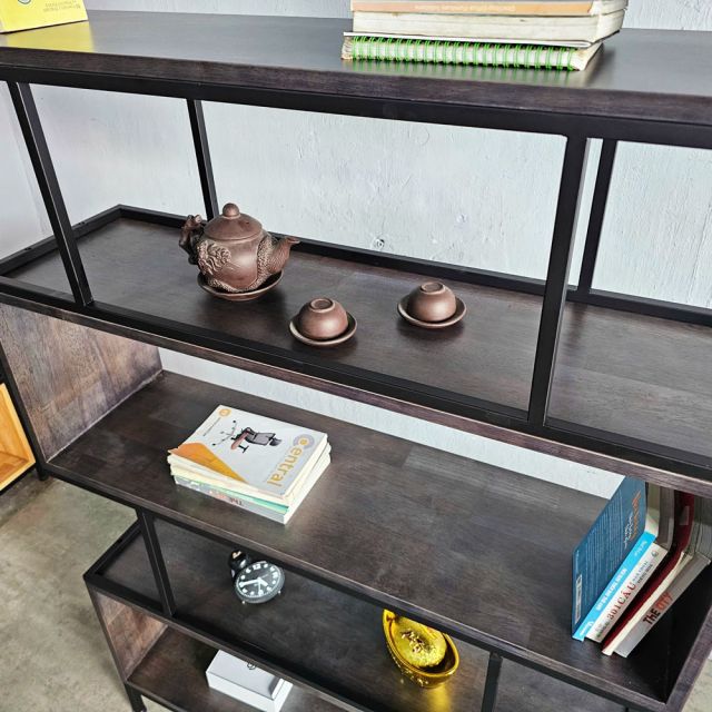 Kệ sách khung sắt 5 tầng gỗ cao su KS68210