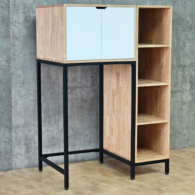 Kệ máy giặt liền tủ kệ 105x65x155cm gỗ cao su KMG68019