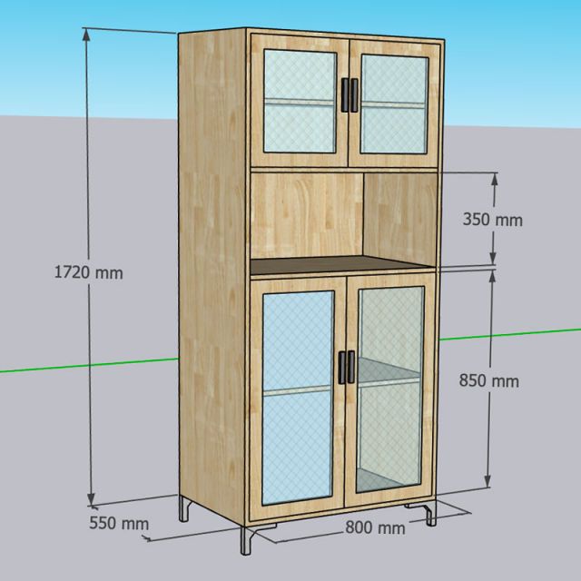 Tủ phòng ăn 80x55x172cm gỗ cao su KB68058