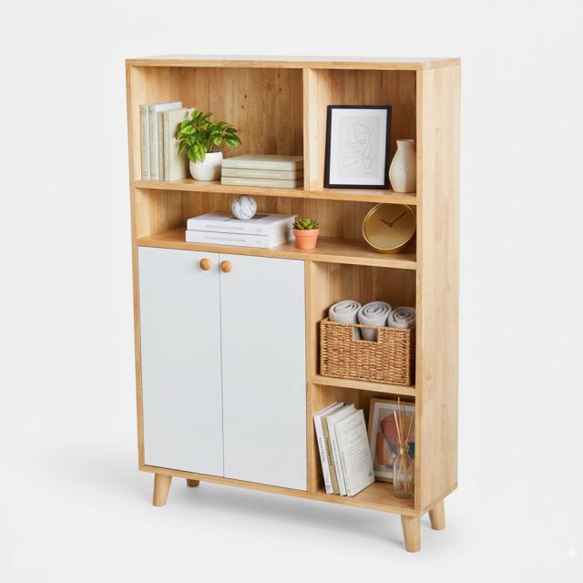 Kệ sách 84x25x122cm gỗ cao su KS68316