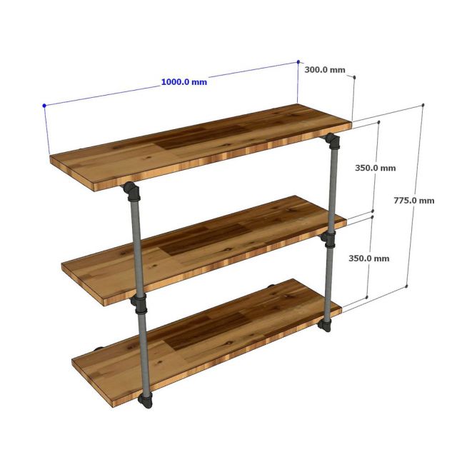 Kệ ống nước treo tường 3 tầng 120x35cm gỗ tràm PPF018