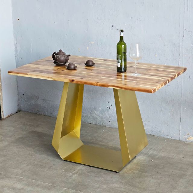 Bàn ăn chữ nhật 140x70cm gỗ tràm chân sắt BA68229