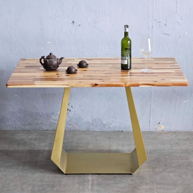 Bàn ăn chữ nhật 140x70cm gỗ tràm chân sắt BA68229