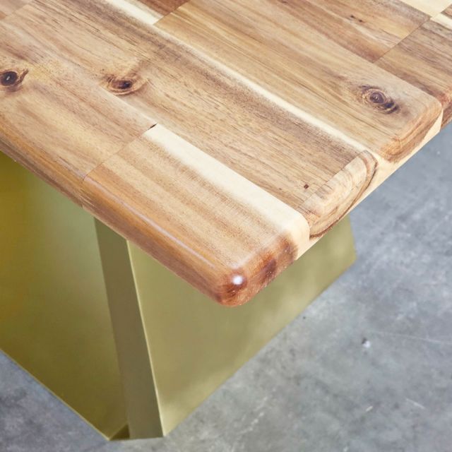 Bàn ăn chữ nhật 140x70cm gỗ tràm chân sắt BA68229