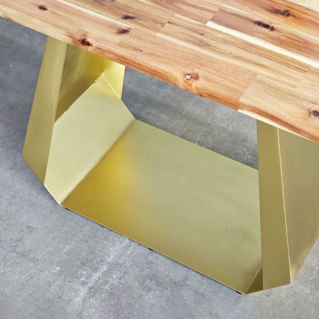 Bàn ăn chữ nhật 140x70cm gỗ tràm chân sắt BA68229