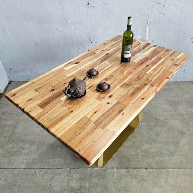 Bàn ăn chữ nhật 140x70cm gỗ tràm chân sắt BA68229
