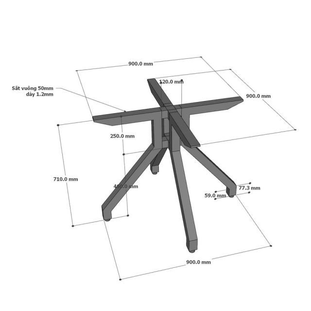 Bàn ăn tròn VEXA 120cm gỗ plywood chân sắt BA68228