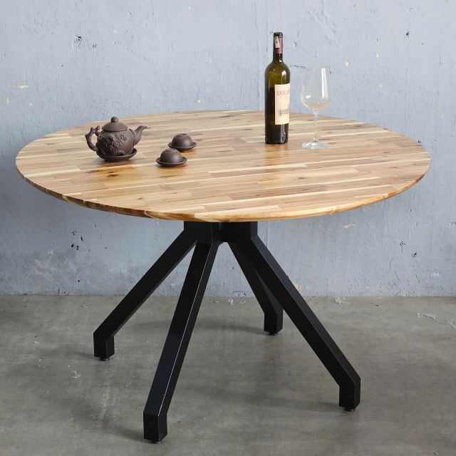 Bàn ăn tròn VEXA 120cm gỗ tràm chân sắt BA68230