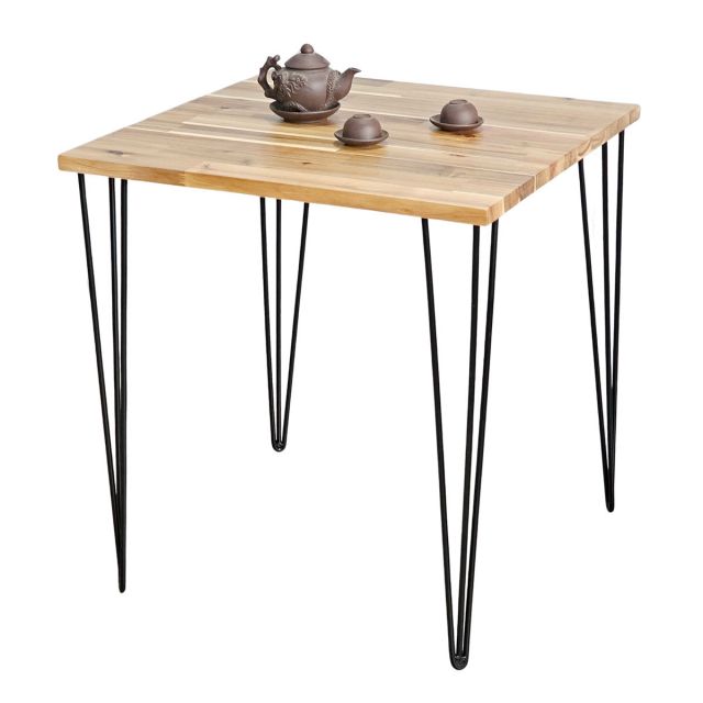 Bàn cafe vuông 70x70cm gỗ tràm chân Hairpin CFD68261