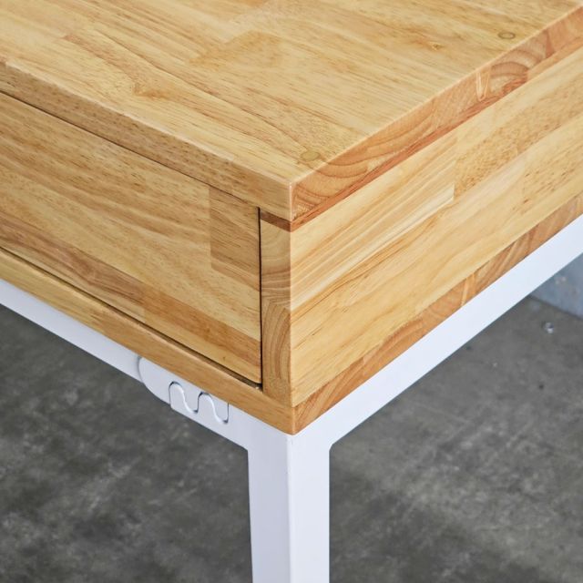 Bàn học liền kệ 120x60x115cm gỗ cao su chân sắt BD68148