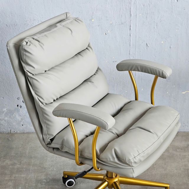 Ghế xoay bọc nệm da Microfiber chân thép sơn nhũ vàng GAK168