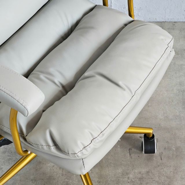 Ghế xoay bọc nệm da Microfiber chân thép sơn nhũ vàng GAK168