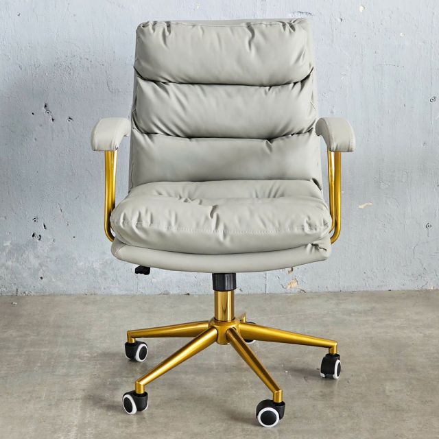 Ghế xoay bọc nệm da Microfiber chân thép sơn nhũ vàng GAK168