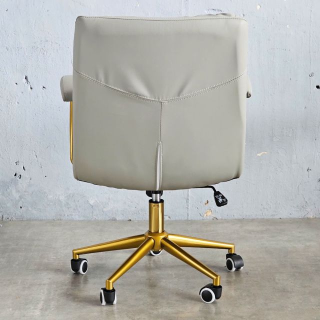 Ghế xoay bọc nệm da Microfiber chân thép sơn nhũ vàng GAK168